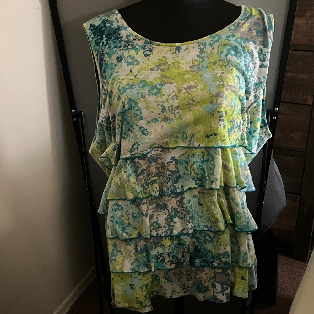 Coldwater Creek Blue and Green Layered Sleeveless Top
